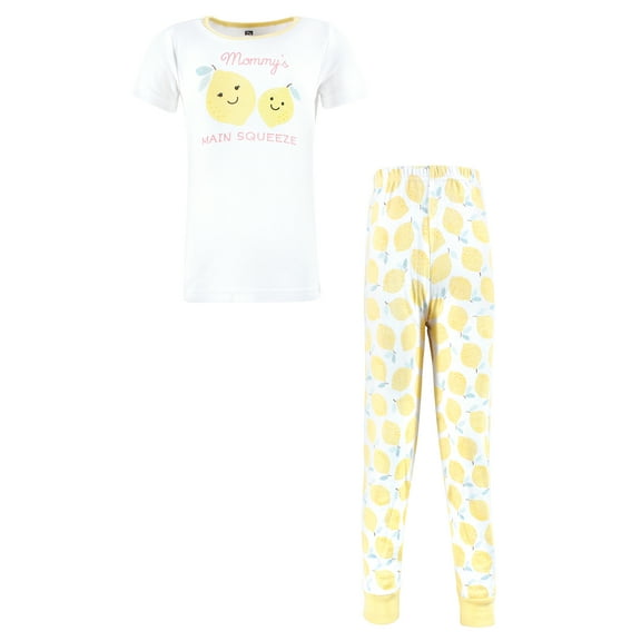 Hudson Baby Infant Girls Cotton Pajama Set, Mint Lemon, 6-12 Months