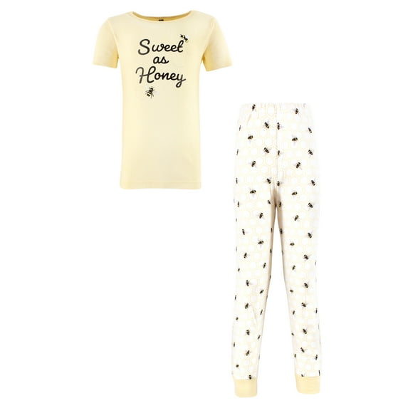 Hudson Baby Infant Girls Cotton Pajama Set, Sweet As Honey, 3T