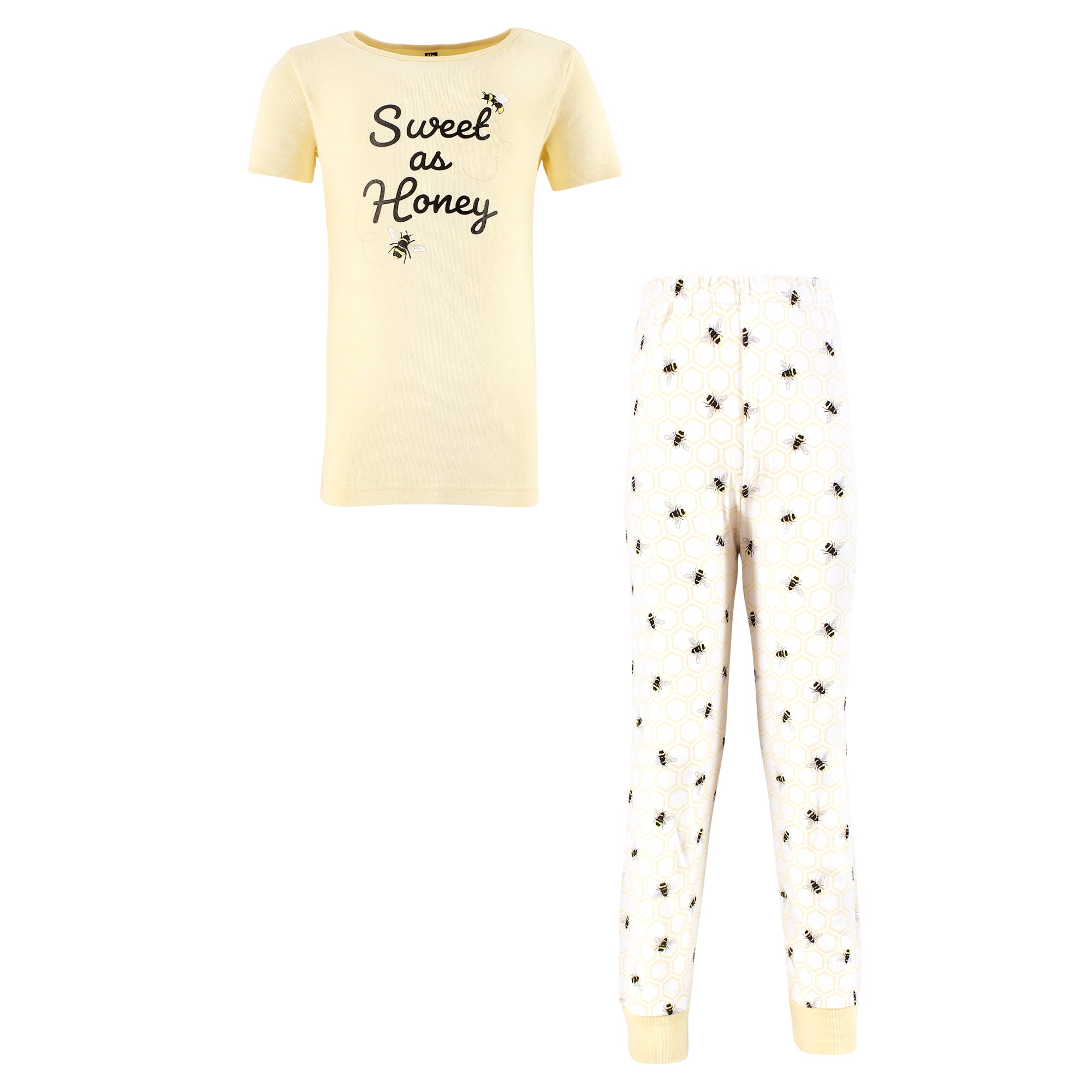 Hudson Baby Infant Girls Cotton Pajama Set, Sweet As Honey, 4T