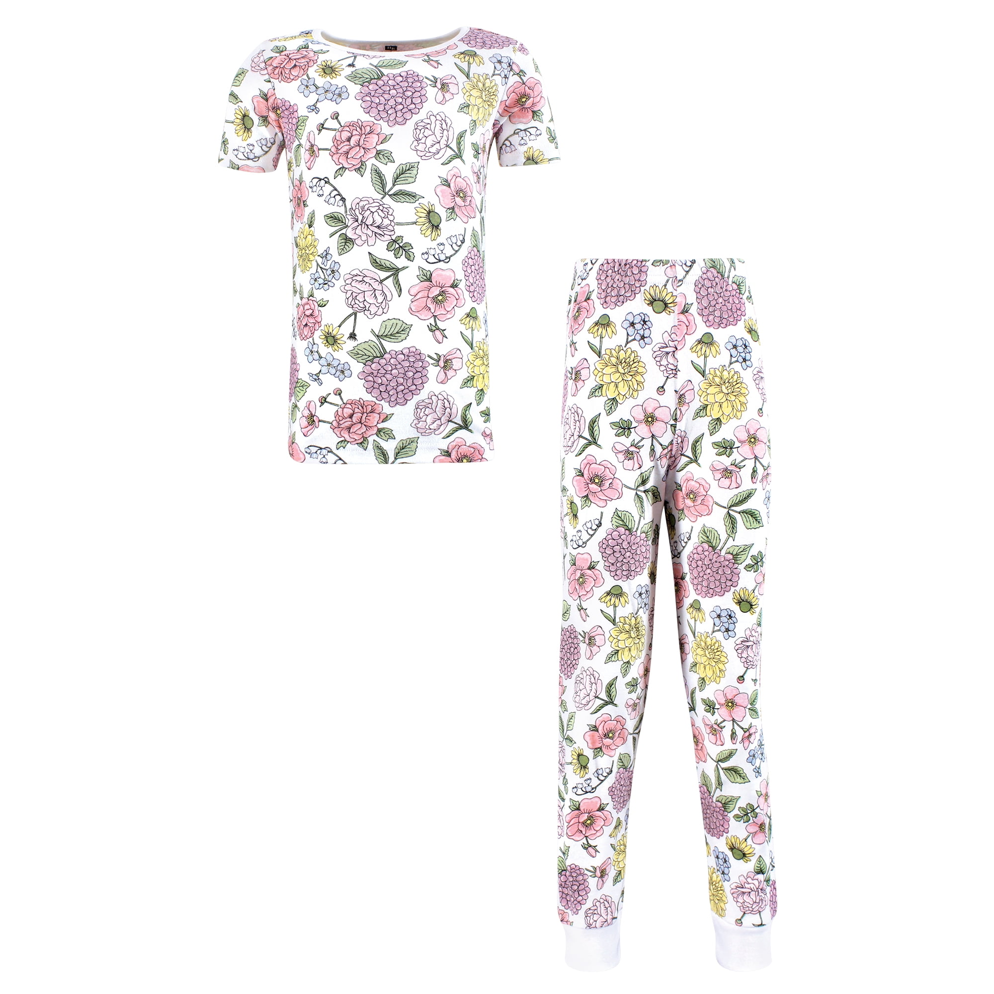 Hudson Baby Infant Girls Cotton Pajama Set, Vintage Blossom, 18-24 Months