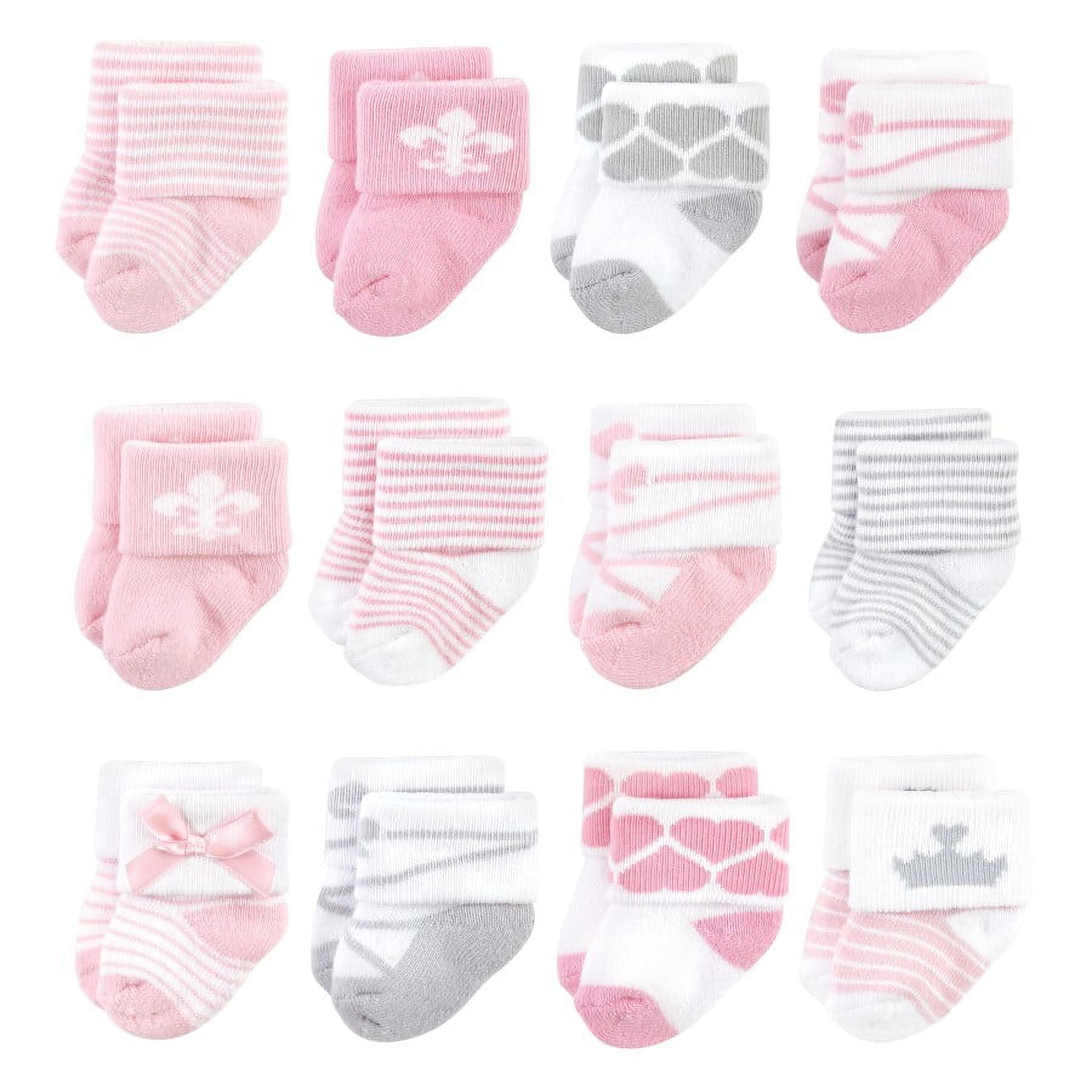Hudson Baby Infant Girl Cotton Rich Newborn and Terry Socks