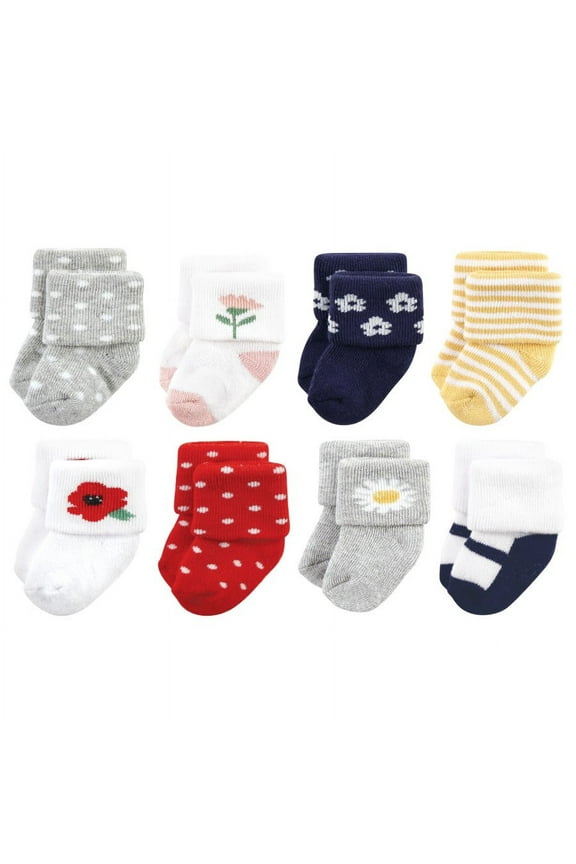Infant Girls Cotton Rich Newborn and Terry Socks, Wildflower, 0-6 Months
