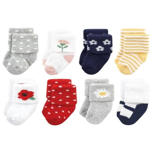 Hudson Baby Infant Girls Cotton Rich Newborn and Terry Socks