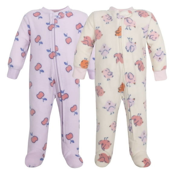 Hudson Baby Infant Girls Fleece Sleep and Play, Baby Bird, 3-6 Months