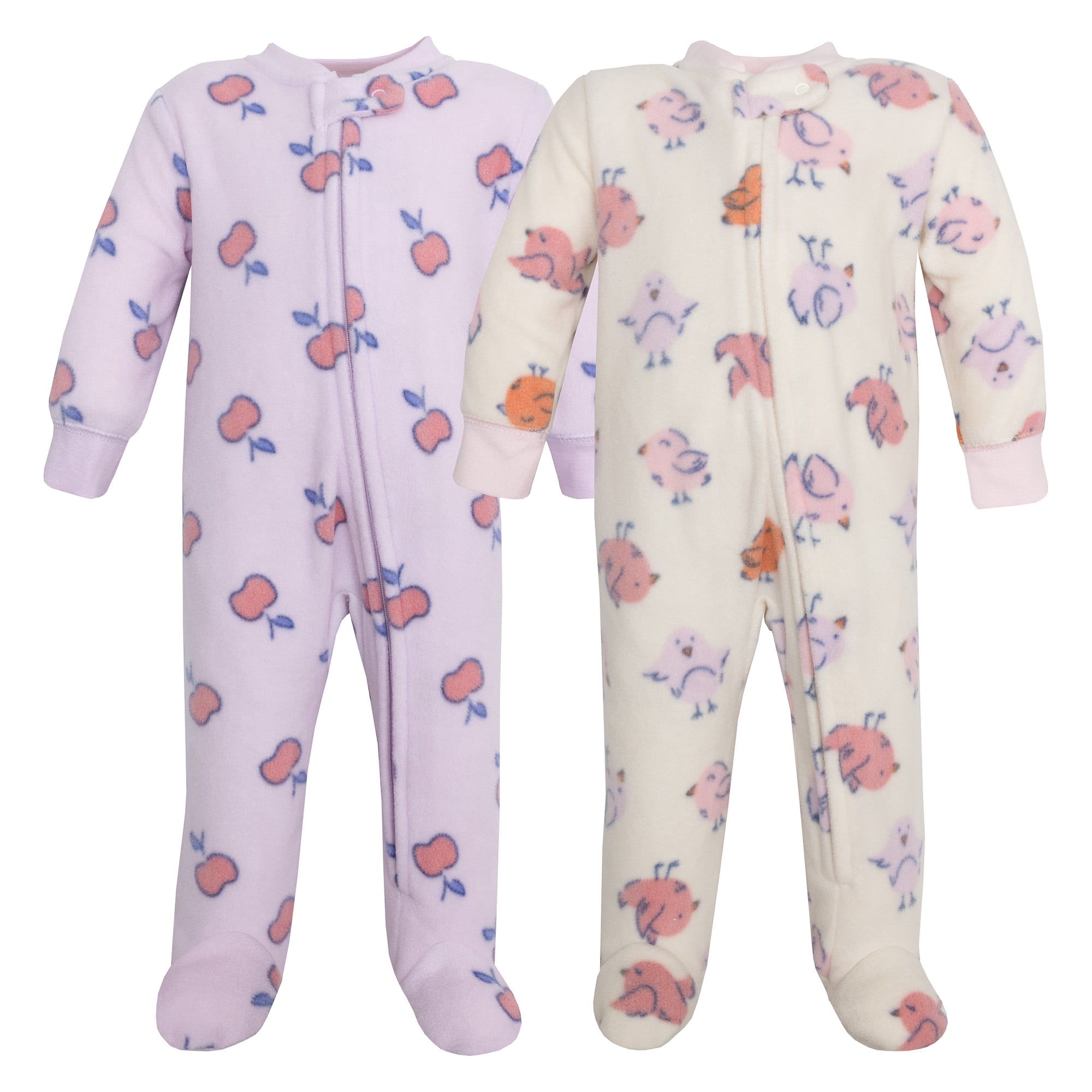 Hudson Baby Infant Girls Fleece Sleep and Play, Baby Bird, Newborn
