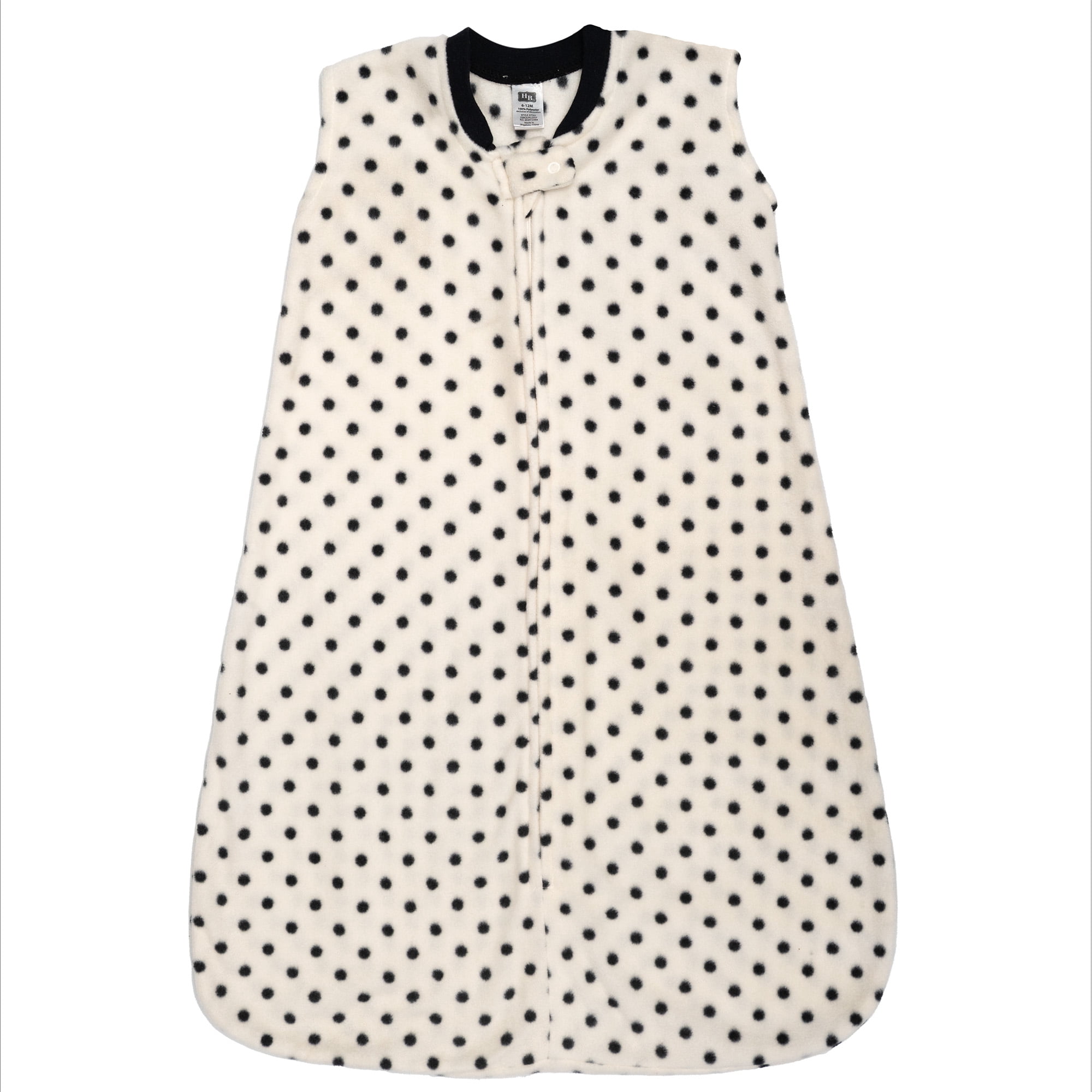Hudson Baby Infant Girls Fleece Sleeping Bag, Sack, Blanket, Black Cream Dot, 6-12 Months