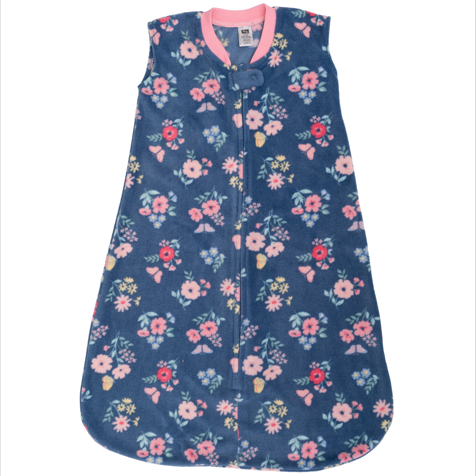 Hudson Baby Infant Girls Fleece Sleeping Bag, Sack, Blanket, Blue Butterfly Floral, 0-6 Months