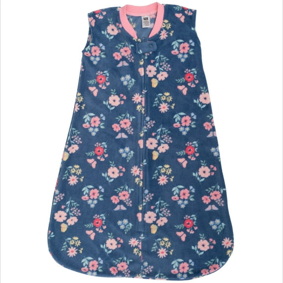 Hudson Baby Infant Girls Fleece Sleeping Bag, Sack, Blanket, Blue Butterfly Floral, 0-6 Months