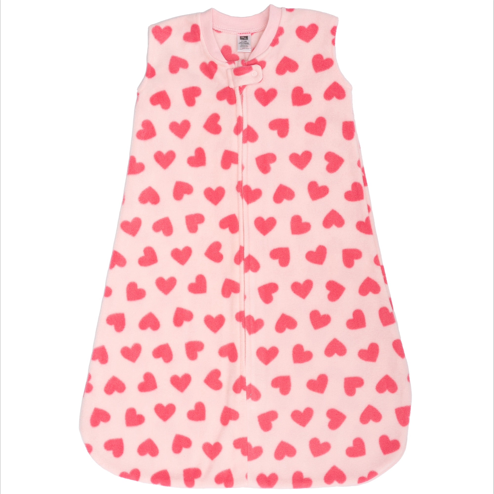 Hudson Baby Infant Girls Fleece Sleeping Bag, Sack, Blanket, Bright Pink Hearts, 12-18 Months