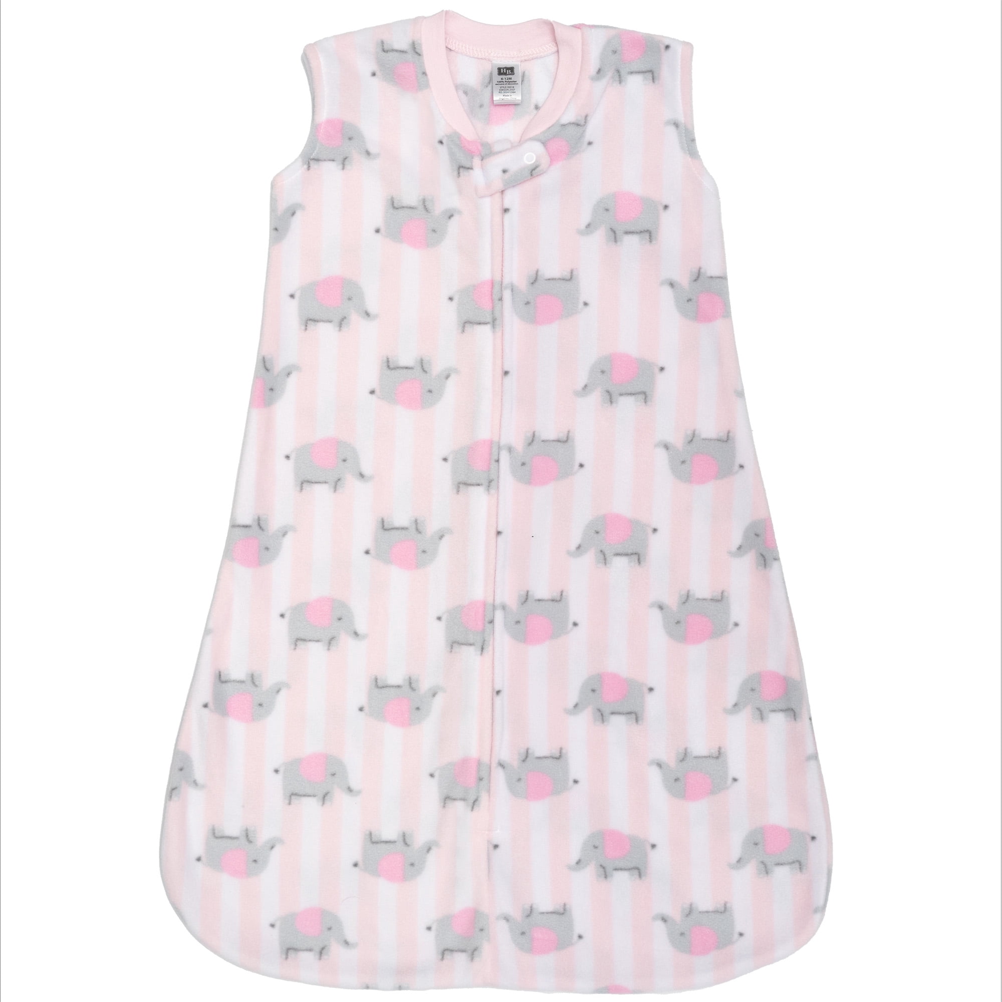 Hudson Baby Infant Girls Fleece Sleeping Bag, Sack, Blanket, Elephant Stripe, 6-12 Months
