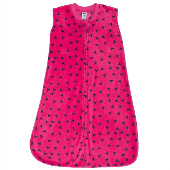 Hudson Baby Infant Girls Fleece Sleeping Bag, Sack, Blanket, Navy Hearts, 0-6 Months
