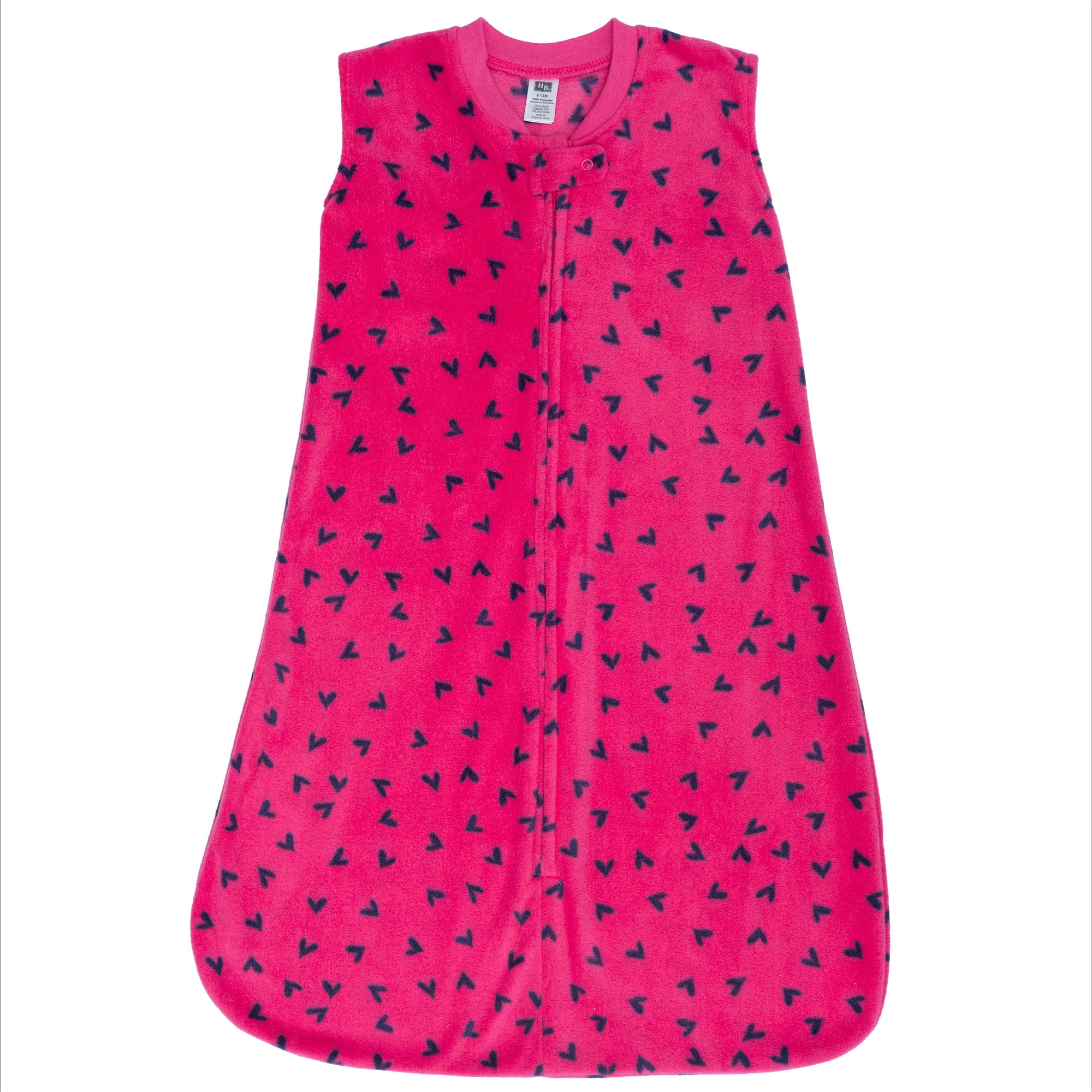 Hudson Baby Infant Girls Fleece Sleeping Bag, Sack, Blanket, Navy Hearts, 12-18 Months