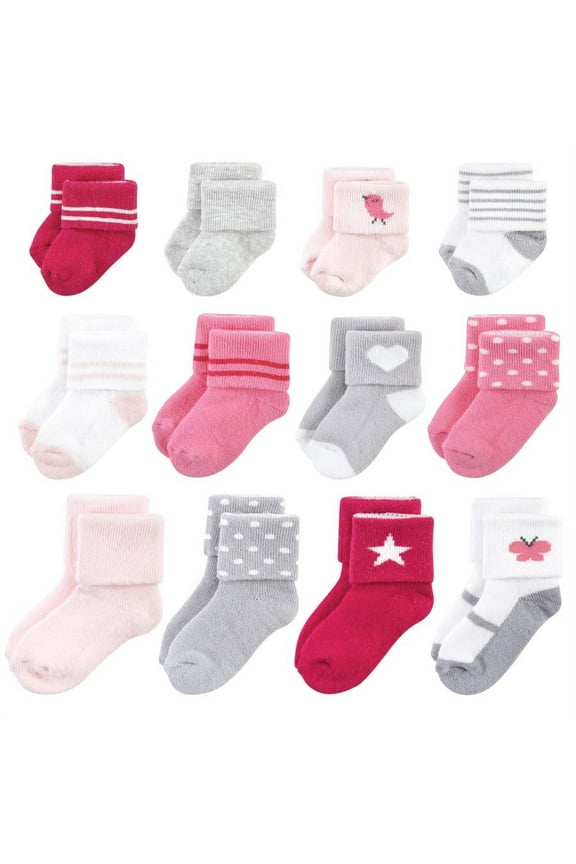 Infant Girls Grow With Me Socks 12pk, Bird, 0-24 Months