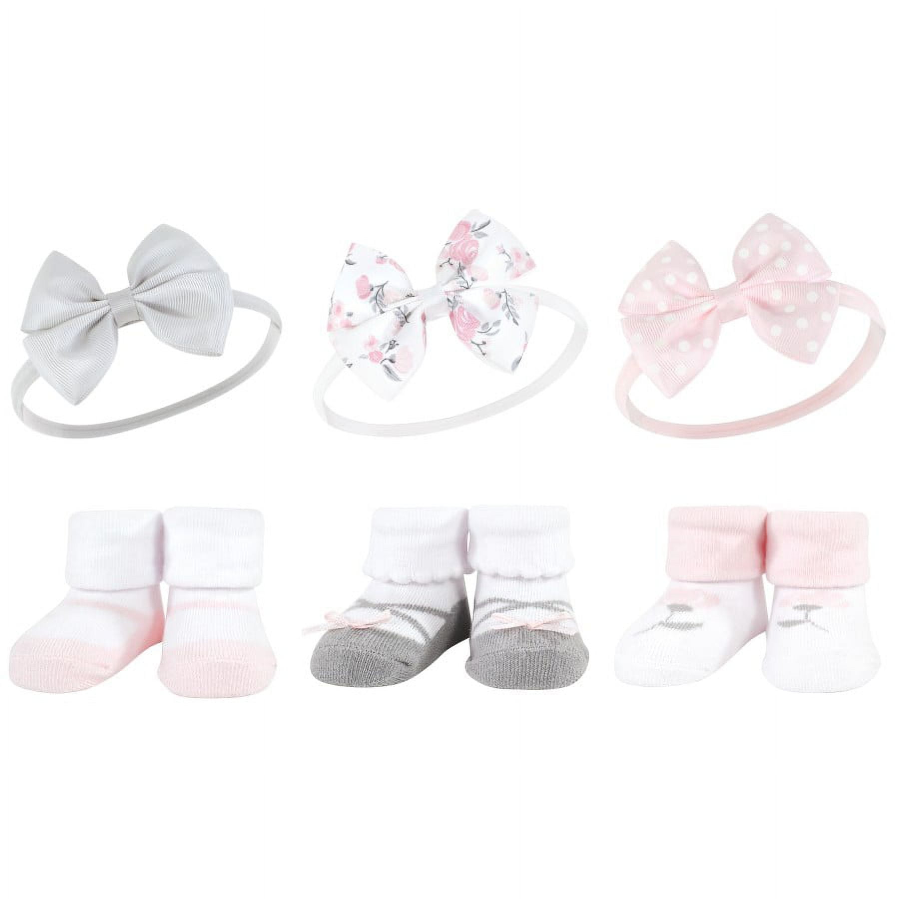 Hudson Baby Infant Girls Headband and Socks Giftset, Basic Pink Floral, One Size