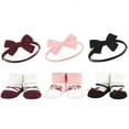 thumbnail image 1 of Hudson Baby Infant Girls Headband and Socks Giftset, Burgundy Black, One Size, 1 of 5
