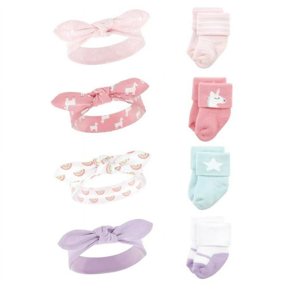 Hudson Baby Girl Headband and Socks Layette Gift Set, Unicorn, 8-Piece