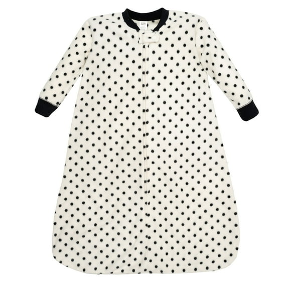 Hudson Baby Infant Girls Long-Sleeve Fleece Sleeping Bag, Black Cream Dot, 0-6 Months