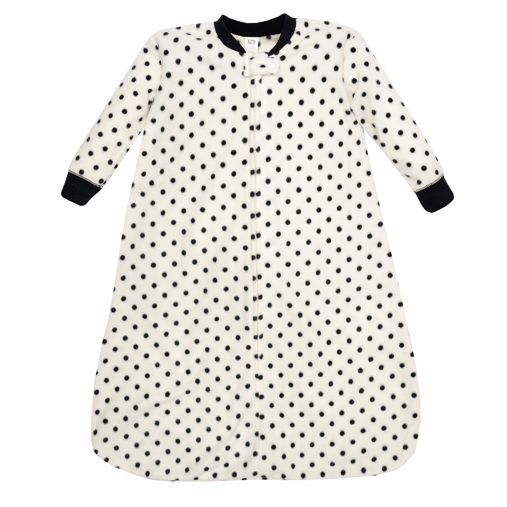 Hudson Baby Infant Girls Long-Sleeve Fleece Sleeping Bag, Black Cream Dot, 12-18 Months