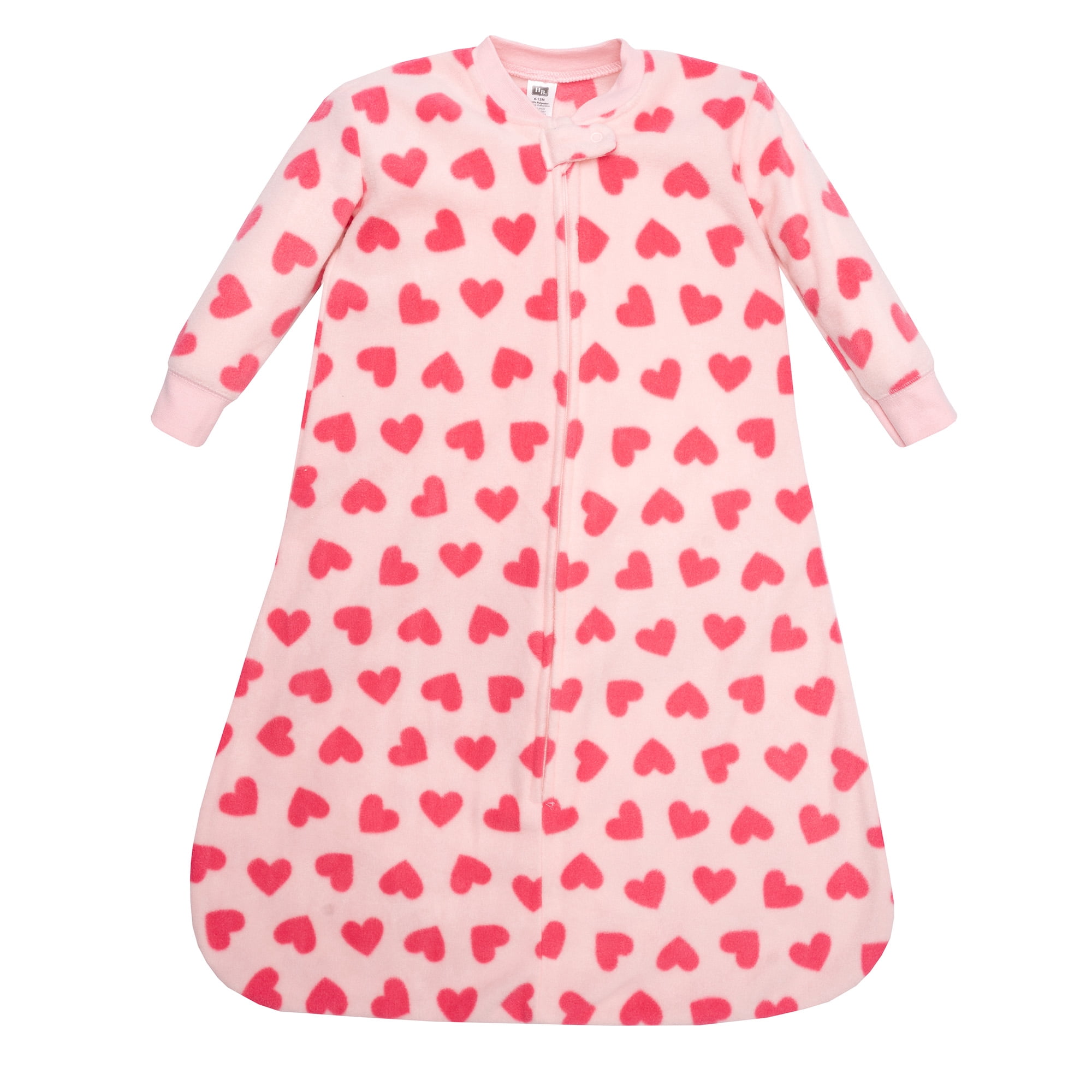 Hudson Baby Infant Girls Long-Sleeve Fleece Sleeping Bag, Bright Pink Hearts, 18-24 Months