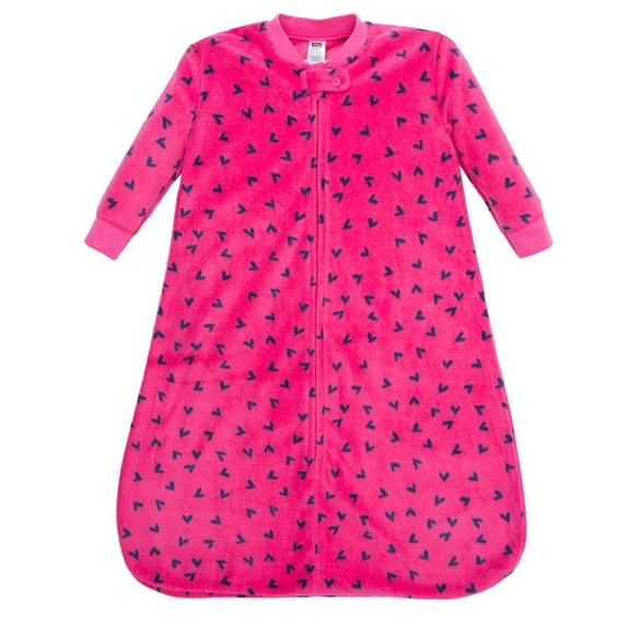 Hudson Baby Infant Girls Long-Sleeve Fleece Sleeping Bag, Navy Hearts, 12-18 Months