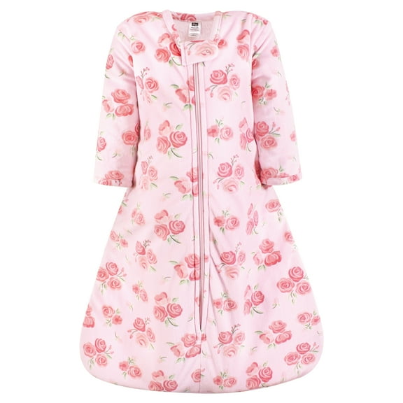 Hudson Baby Infant Girls Long Sleeve Plush Faux Fur Sleeping Bag, Wearable Blanket, Blush Rose, 0-6 Months