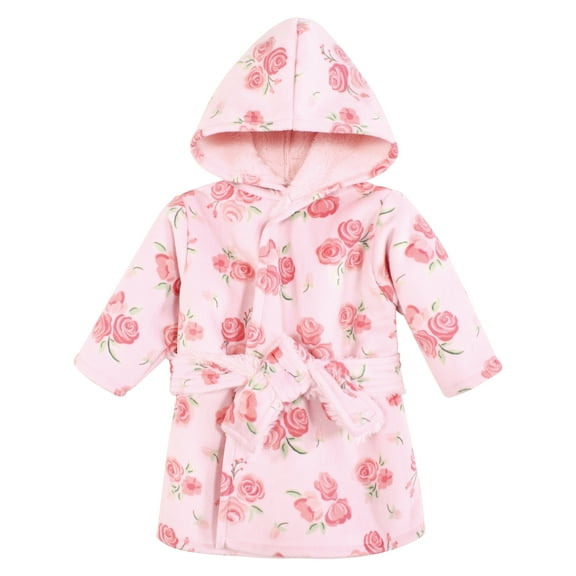 Hudson Baby Infant Girls Mink with Faux Fur Lining Pool and Beach Robe Cover-ups, Blush Rose, 0-6 Months