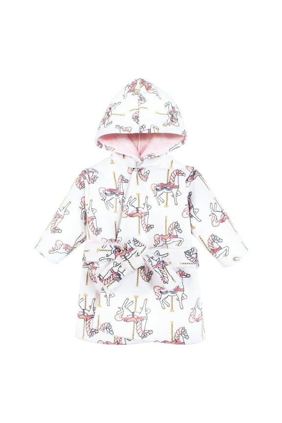 Infant Girls Mink with Faux Fur Lining Pool and Beach Robe Cover-ups, Carousel Horse, 0-6 Months