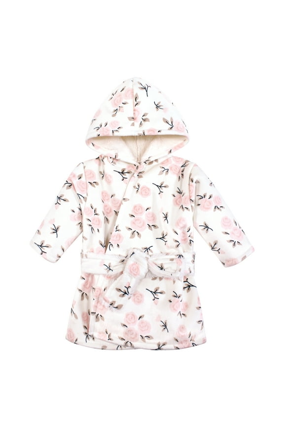 Infant Girls Mink with Faux Fur Lining Pool and Beach Robe Cover-ups, Neutral Pink Floral, 12-18 Months