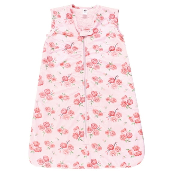 Hudson Baby Infant Girls Plush Faux Fur Sleeping Bag, Wearable Blanket, Blush Rose, 0-6 Months