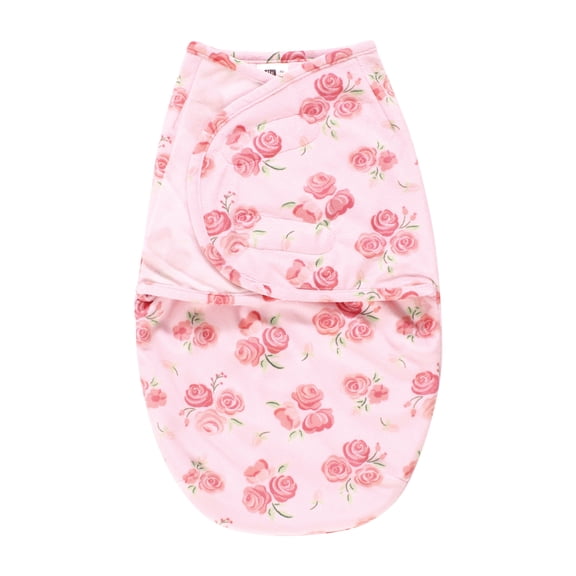 Hudson Baby Infant Girls Plush Faux Fur Swaddle Wrap, Blush Rose, 0-3 Months