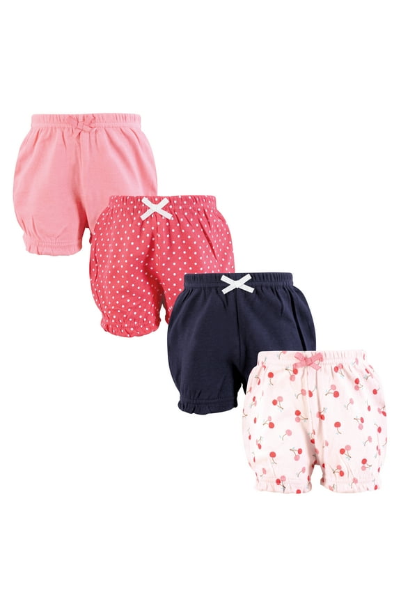 Infant Girls Shorts Bottoms 4-Pack, Cherry Sweet, 3-6 Months