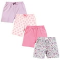 thumbnail image 1 of Hudson Baby Infant Girls Shorts Bottoms 4-Pack, Pink Purple Pretty Floral, 3-6 Months, 1 of 3