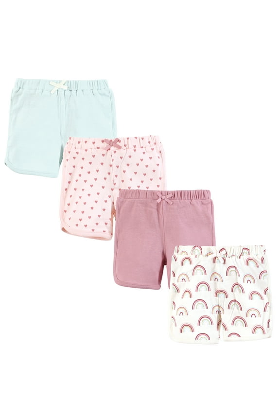 Infant Girls Shorts Bottoms 4-Pack, Soft Rainbow, 0-3 Months