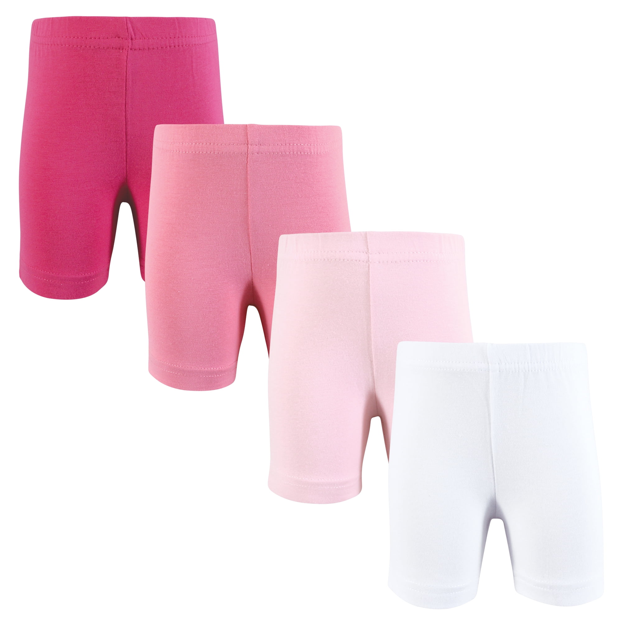 Hudson Baby Infant Girls Shorts Bottoms 4-Pack, White Pink, 2T