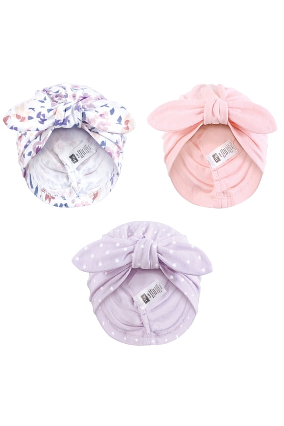 Infant Girls Turban Cotton Headwraps, Modern Floral, 0-24 Months