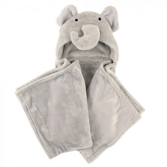 Hudson Baby Infant Hooded Animal Face Plush Blanket, Elephant, One Size