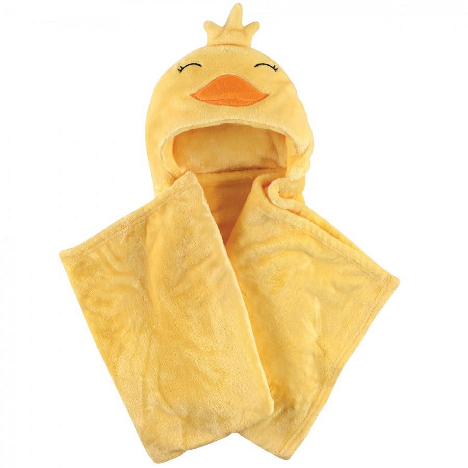 Hudson Baby Infant Hooded Animal Face Plush Blanket, Yellow Duck, One Size