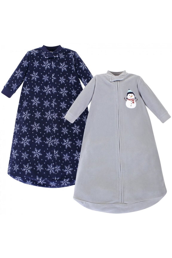 Infant Long-Sleeve Fleece Sleeping Bag, Navy Snowman, 0-9 Months