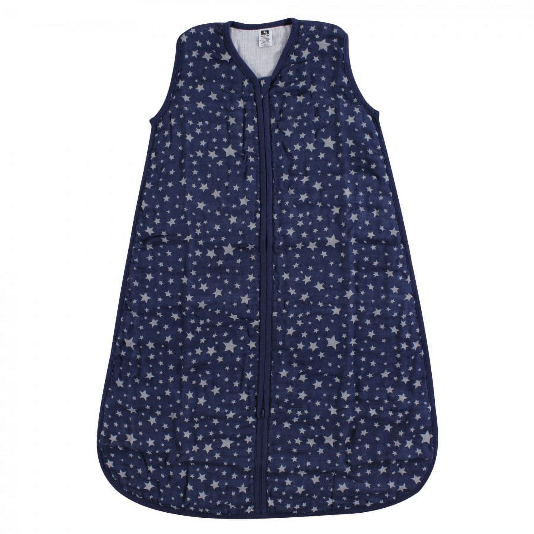 Hudson Baby Infant Muslin Cotton Sleeveless Wearable Sleeping Bag, Sack, Blanket, Gray Navy Star, 18-24 Months