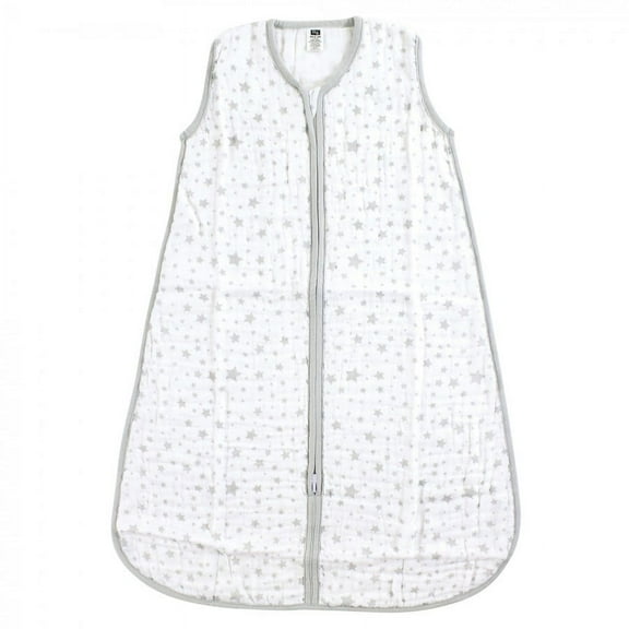 Hudson Baby Infant Muslin Cotton Sleeveless Wearable Sleeping Bag, Sack, Blanket, Gray Stars, 12-18 Months