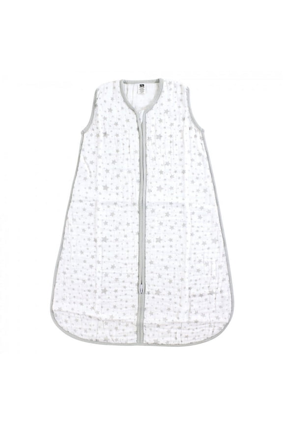 Infant Muslin Cotton Sleeveless Wearable Sleeping Bag, Sack, Blanket, Gray Stars, 6-12 Months