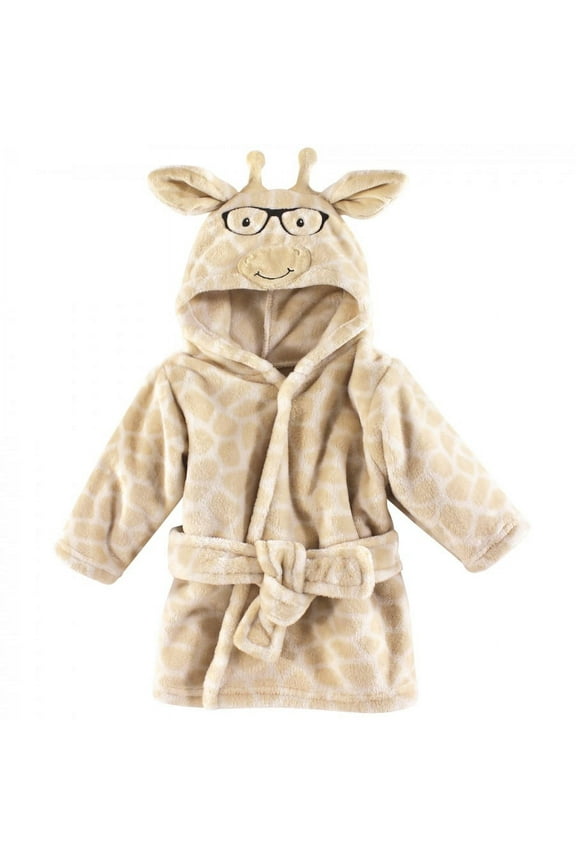 Infant Plush Animal Face Bathrobe, Nerdy Giraffe, 0-9 Months