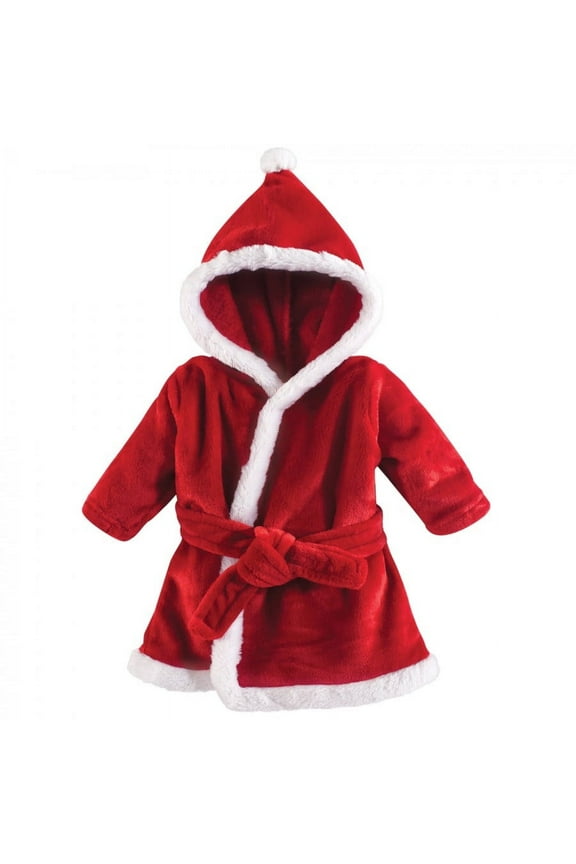 Infant Plush Animal Face Bathrobe, Santa, 0-9 Months