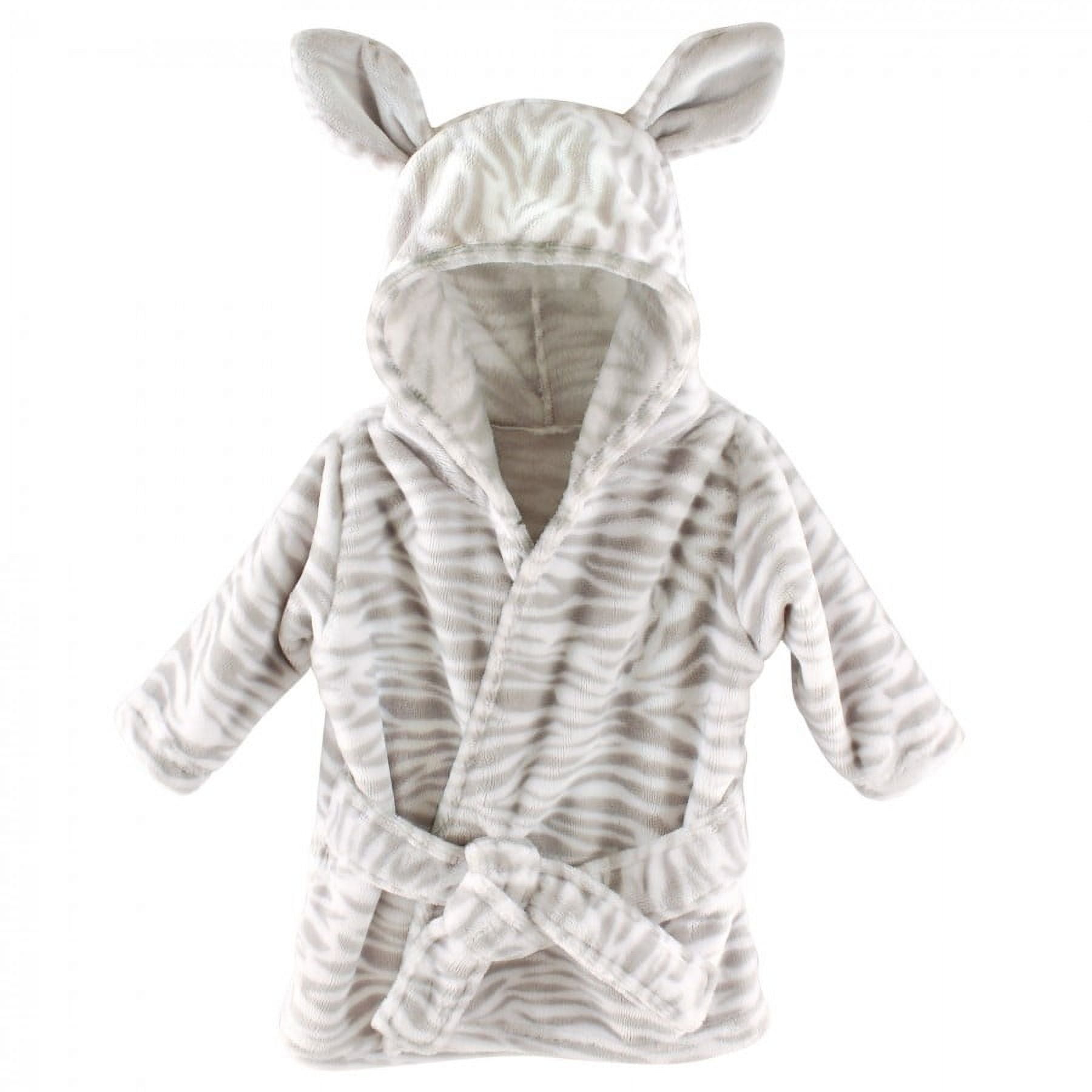 Hudson Baby Infant Plush Animal Face Bathrobe, Zebra, 0-9 Months