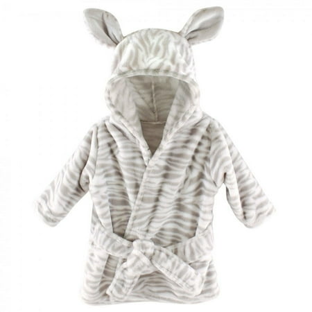 Hudson Baby Infant Plush Animal Face Bathrobe, Zebra, 0-9 Months