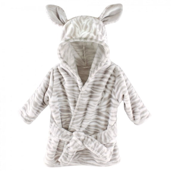 Hudson Baby Infant Plush Animal Face Bathrobe, Zebra, 0-9 Months