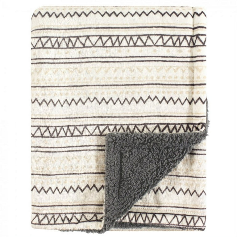 Hudson Baby Infant Plush Blanket with Faux Shearling Back Aztec
