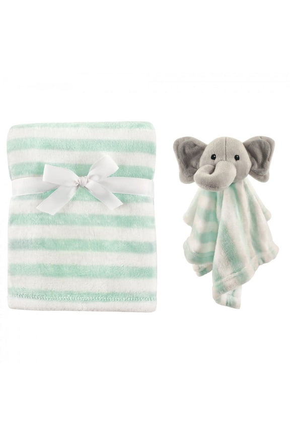Infant Plush Blanket with Security Blanket, Gray Elephant, One Size