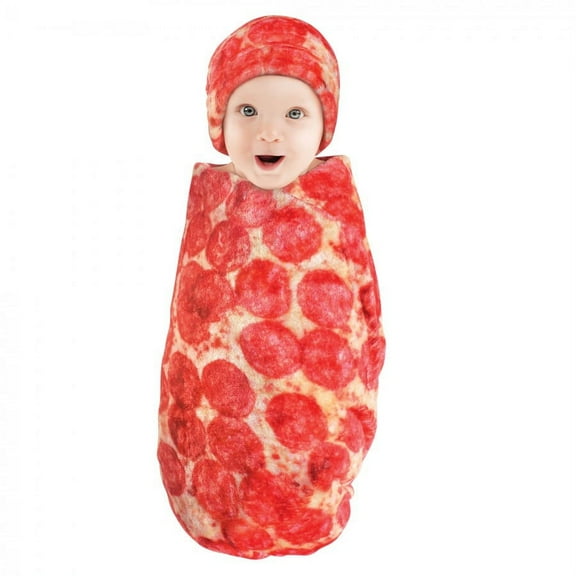 Hudson Baby Infant Plush Food Burrito or Pizza Blanket and Cap, Pepperoni Pizza, One Size
