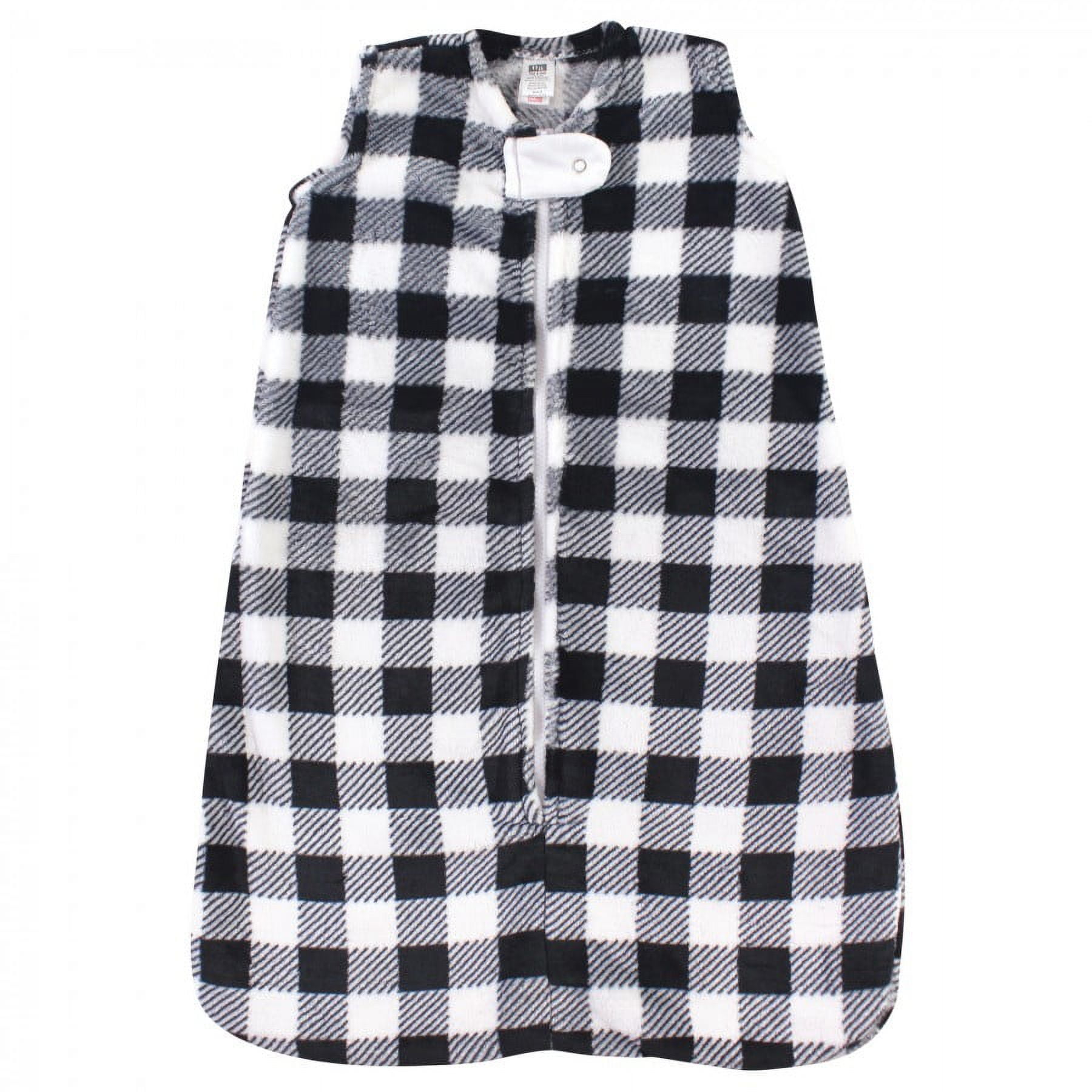 Hudson Baby Infant Plush Sleeping Bag, Sack, Blanket, Black Plaid, 12-18 Months